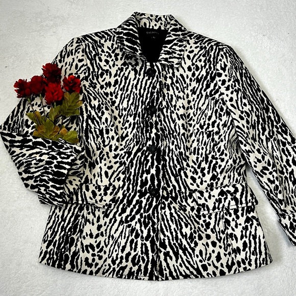 Talbots Mixed Animal Print Classic Button Blazer - Size 8 - Picture 1 of 8
